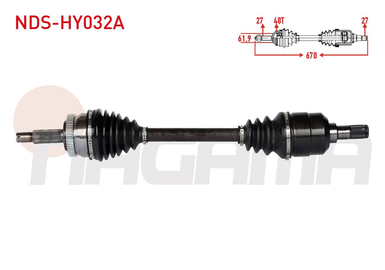 KOMPLE AKS SOL ON ABSLI 48 DIS UZUNLUK 670mm HYUNDAI TUCSON (JM) 2.0 CRDI A-T 2004-2010/ KIA SPORTAGE (JE) 2.0 CRDI 2004-2010