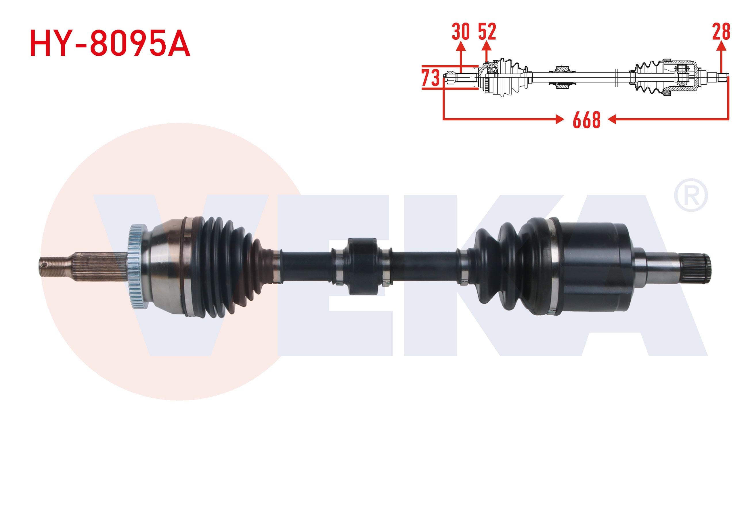 KOMPLE AKS SOL ON ABSLI 52 DIS UZUNLUK 668mm HYUNDAI SANTA FE (CM) 2.2 CRDI A-T 2006-2012