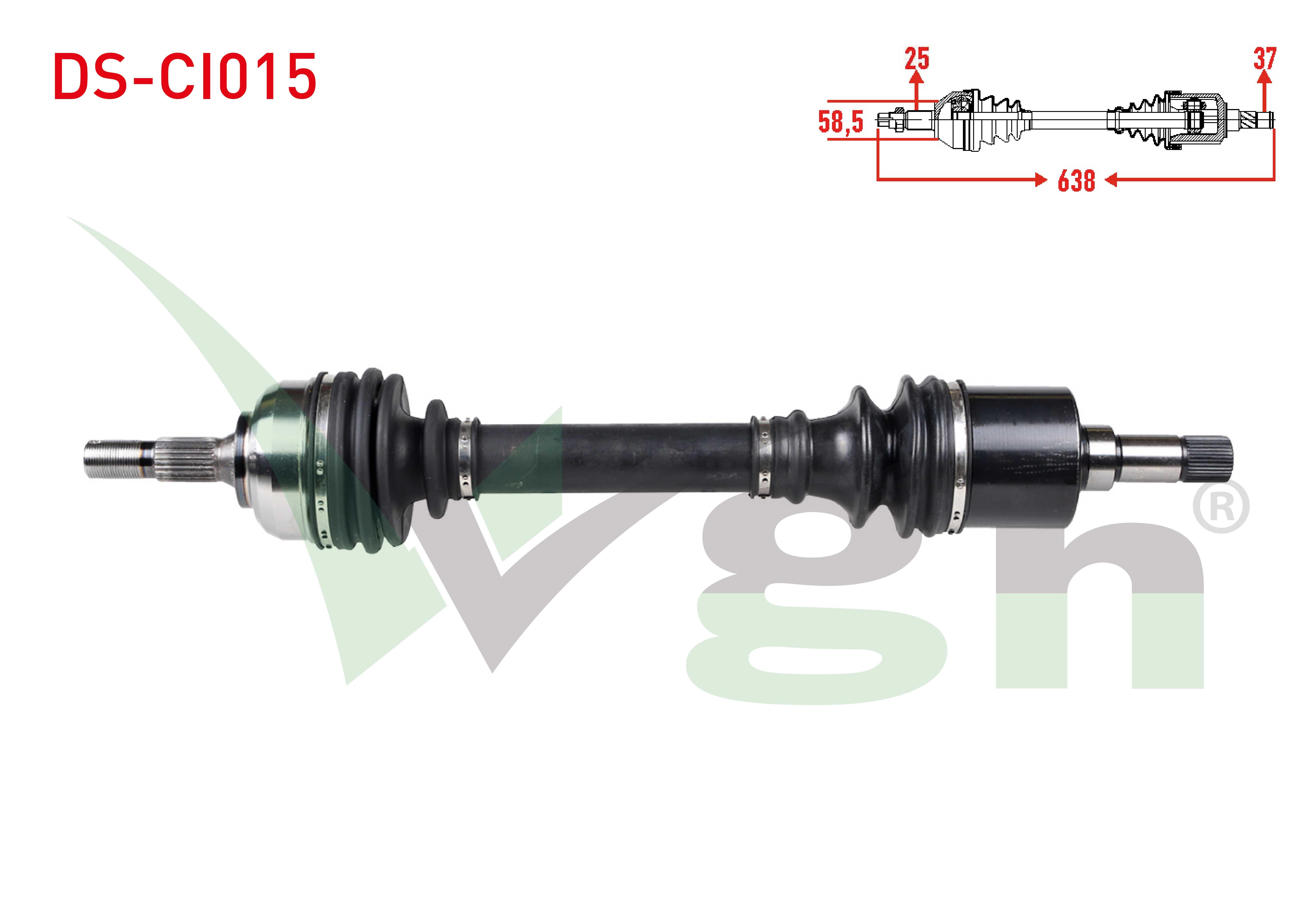 KOMPLE AKS SOL ON CITROEN C5 I (DC) 2.0 HDI M-T UZUNLUK 638mm 2001-2004