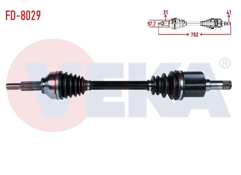 KOMPLE AKS SOL ON FORD TOURNEO CUSTOM (V362) 2.2 TDCI 155 HP UZUNLUK 752mm 2012- 1774279 BK21 3B437 AB