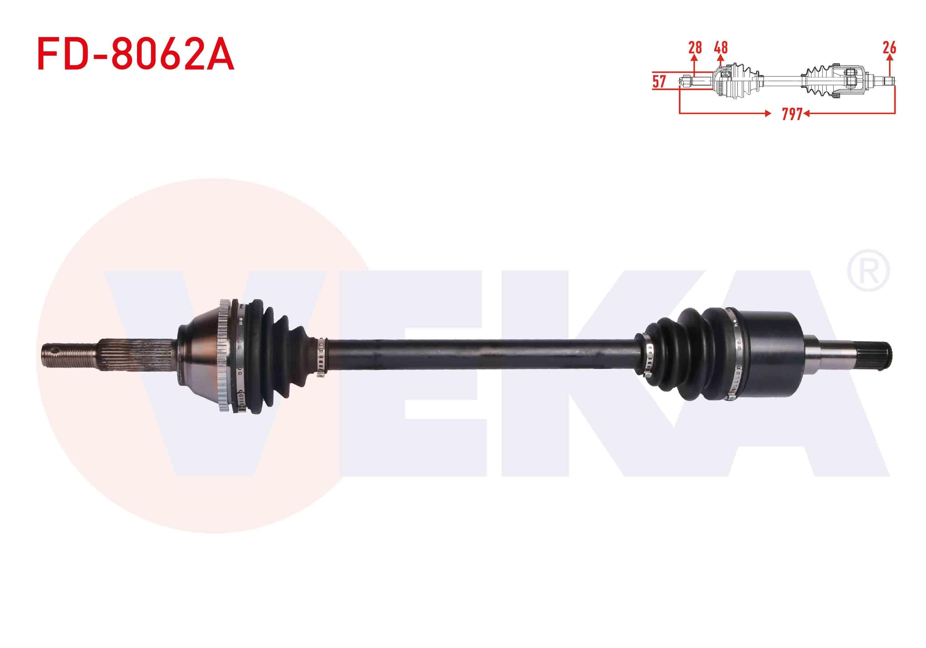 KOMPLE AKS SOL ON FORD TRANSIT (V184) 2.0 TDCI (ONDEN CEKIS) ABSLI 48 DIS UZUNLUK 797 mm 2000-2006