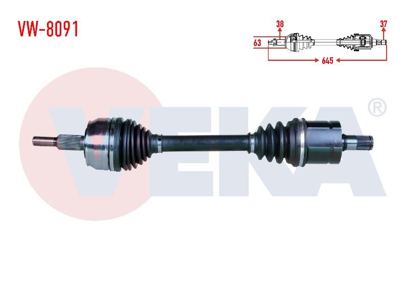 KOMPLE AKS SOL ON T5-T6 CAAA-CAAB-CAAC-CXHB-CXGB 2,0 TDİ 10- 25807  7E0407271GV 7E0407271GX 7E0407451EX 7E0407451NX 7E0407271P