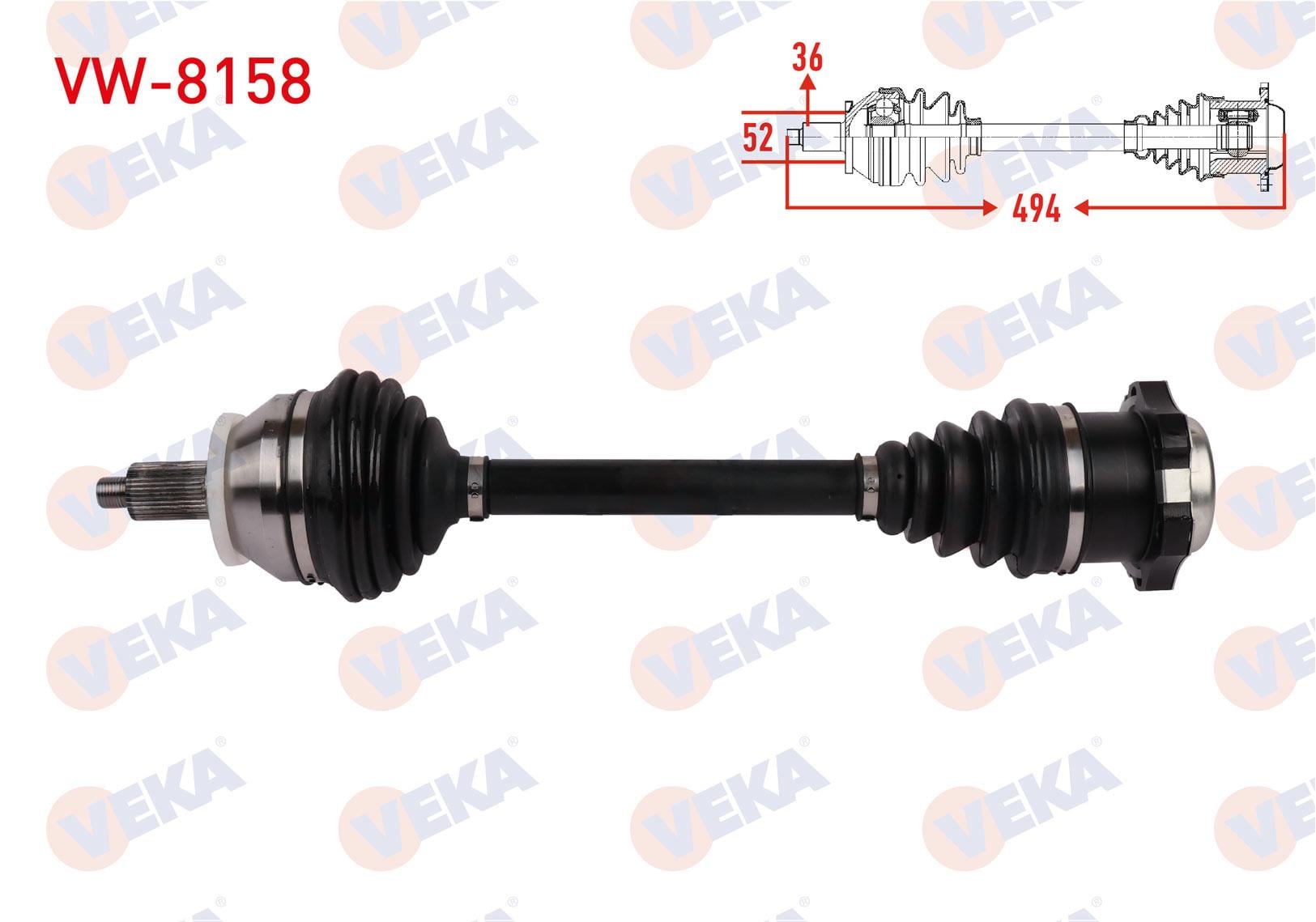 KOMPLE AKS SOL ON UZUNLUK 494mm VW POLO (9N_) 1.4 A-T 2001-2012/ IBIZA (6L1) 1.4 A-T 2002-2007 / CORDOBA (6L2) 1.4 2002-2007/ SKODA FABIA