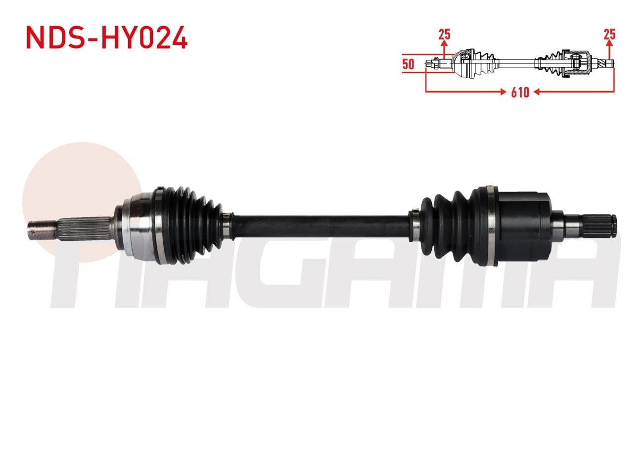KOMPLE AKS SOL ON UZUNLUK 610mm HYUNDAI ACCENT I (X-3) 1.3i 1994-2000/ EXCEL 1.5i 1990-1995