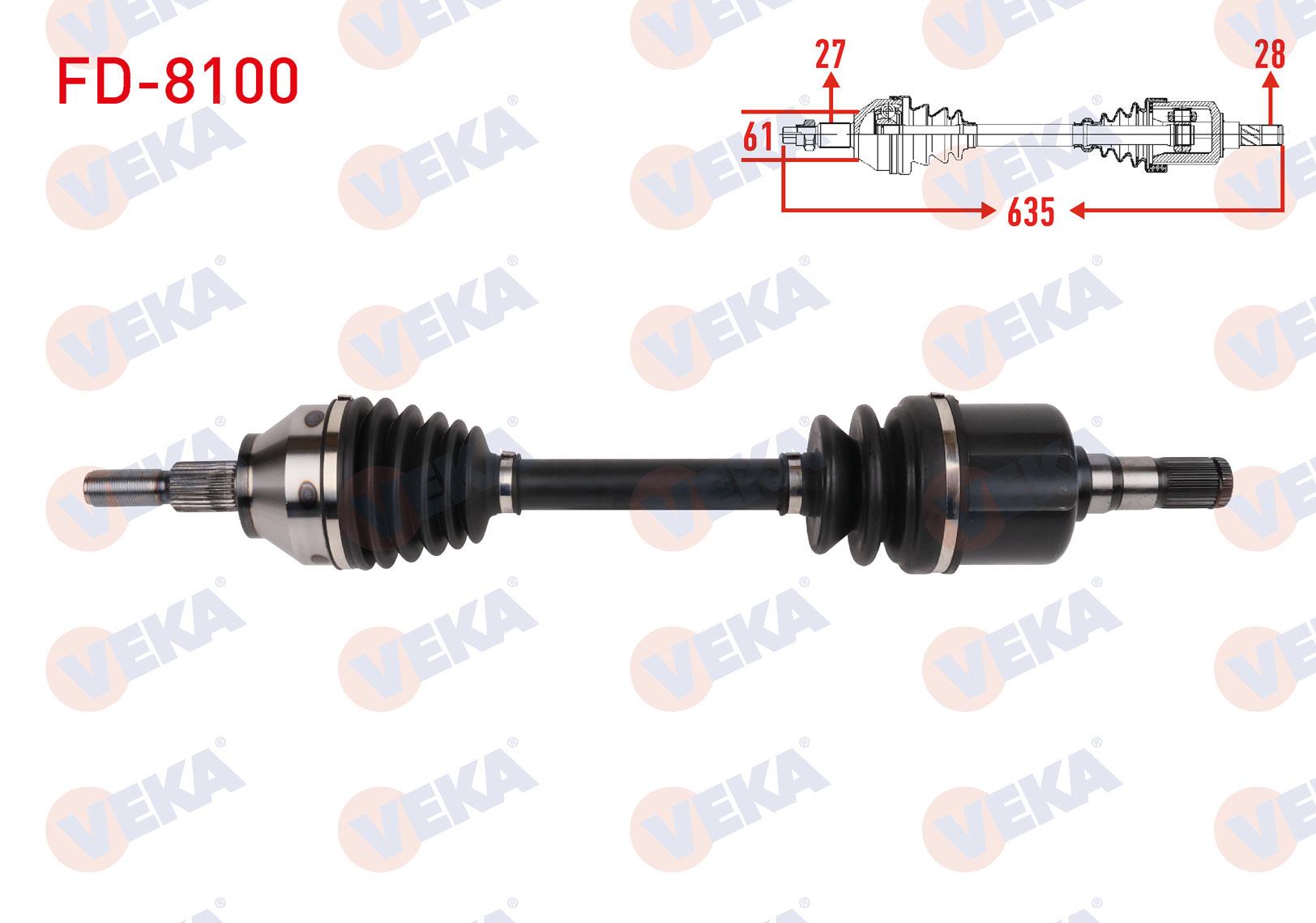 KOMPLE AKS SOL ON UZUNLUK 635mm FORD TRANSIT CONNECT 1.5 TDCI 6AT 2013- / TOURNEO CONNECT 1.5 TDCI 6AT 2013-