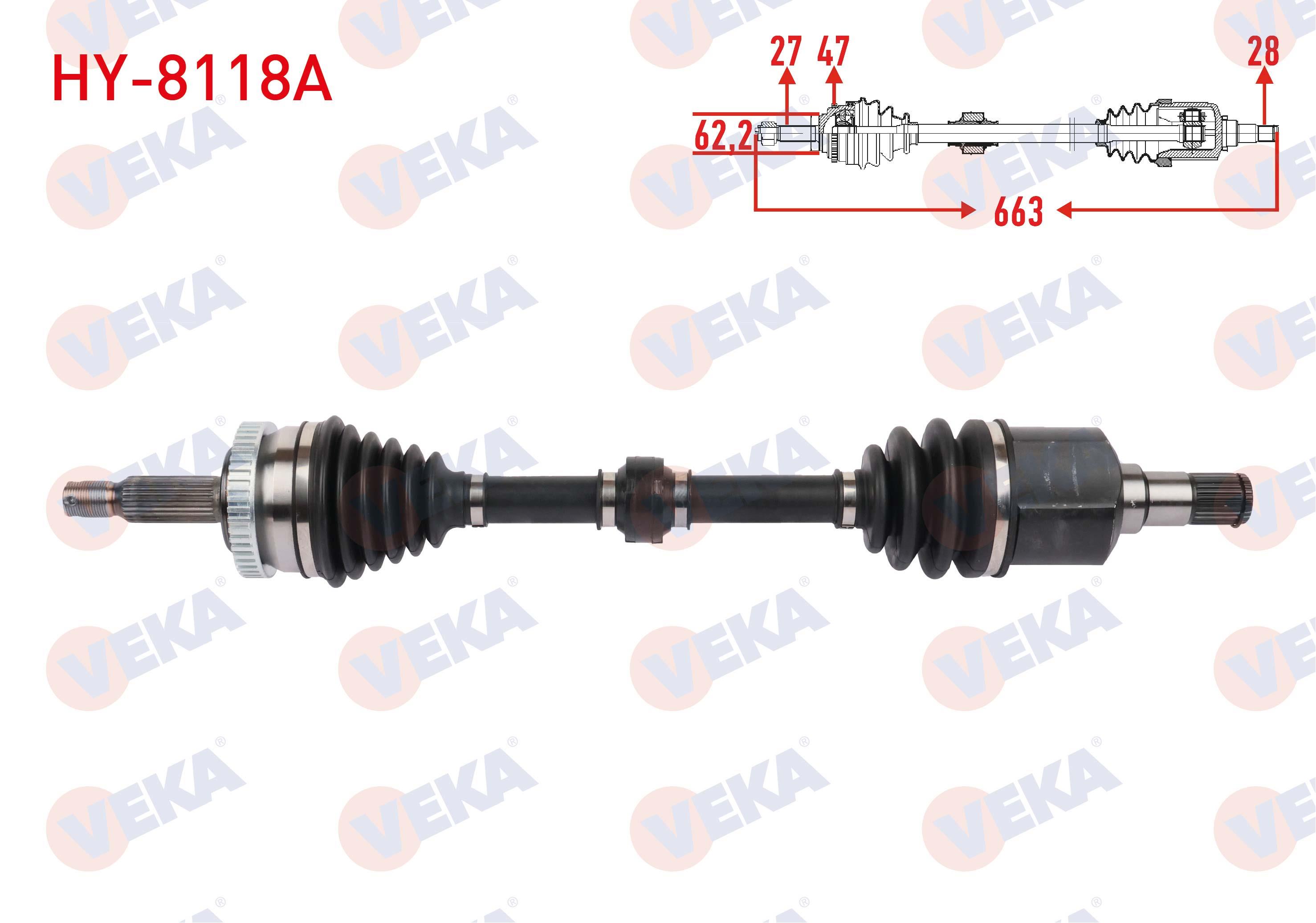KOMPLE AKS SOL ON UZUNLUK 663mm ABSLI 47 DIS HYUNDAI SONATA V 2.0 CRDI 2007-