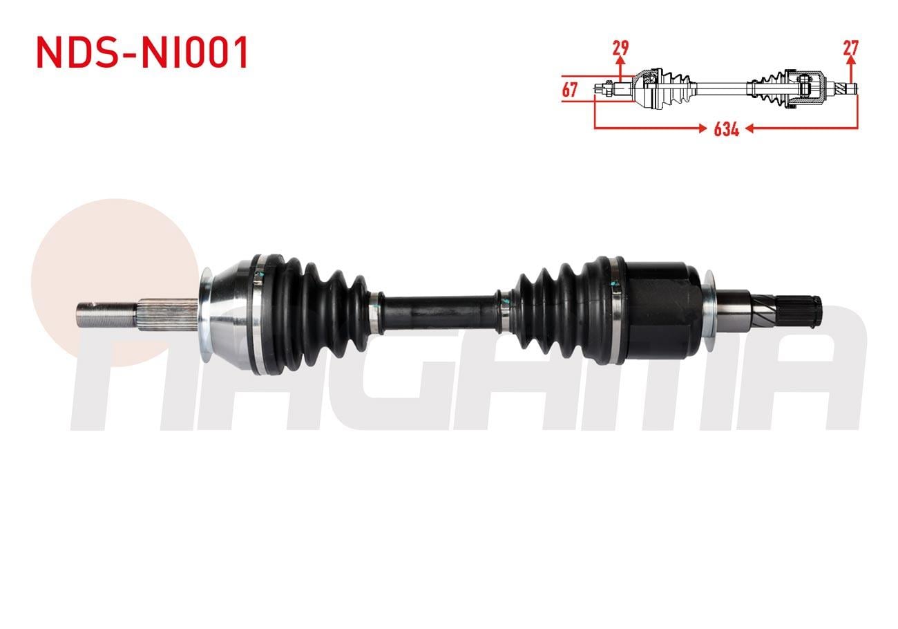 KOMPLE AKS SOL-SAG ON UZUNLUK 634mm NISSAN NAVARA (D40) 2.5 DCI 4X4 A-T/M-T 2005-2015