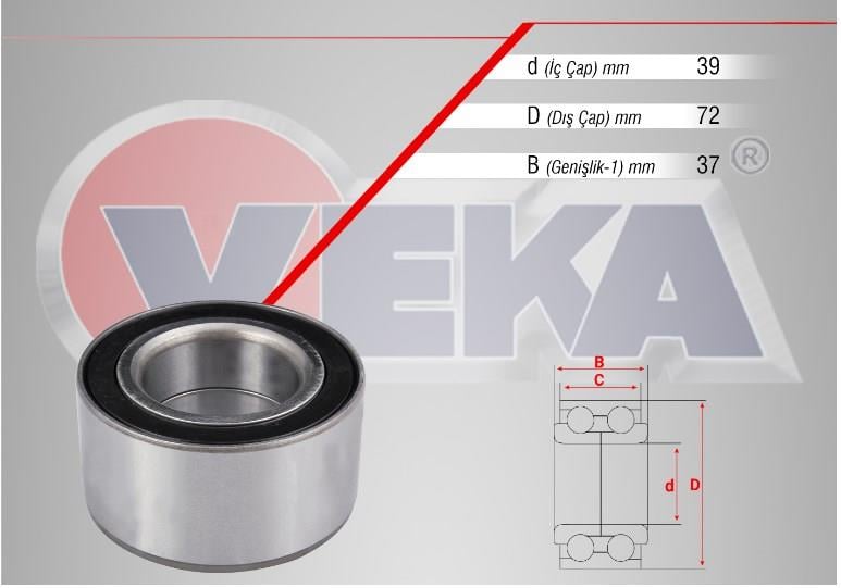 ON TEKERLEK RULMANI SOL-SAG OPEL VECTRA A 1.6 39X72X37 1988-1995 90486460 33411124358 1603191