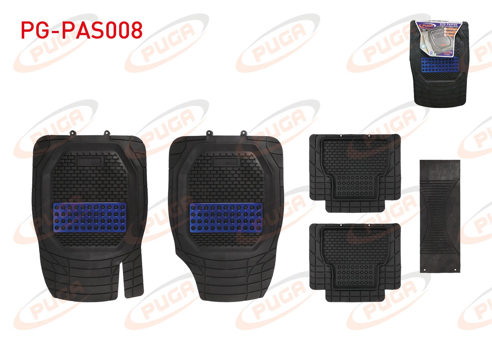 PASPAS UNIVERSAL SIYAH KROM MAVI HASIRLI KULAKLI 3D HAVUZLU 5 PARCA