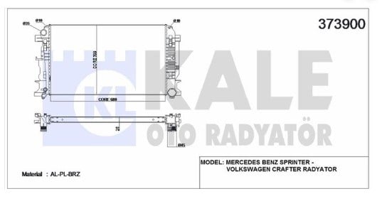 SU RADYATÖRÜ BRAZING SPRINTER CRAFTER 8MK 376 735-331 (680x388 mm) A9065000202 KALE