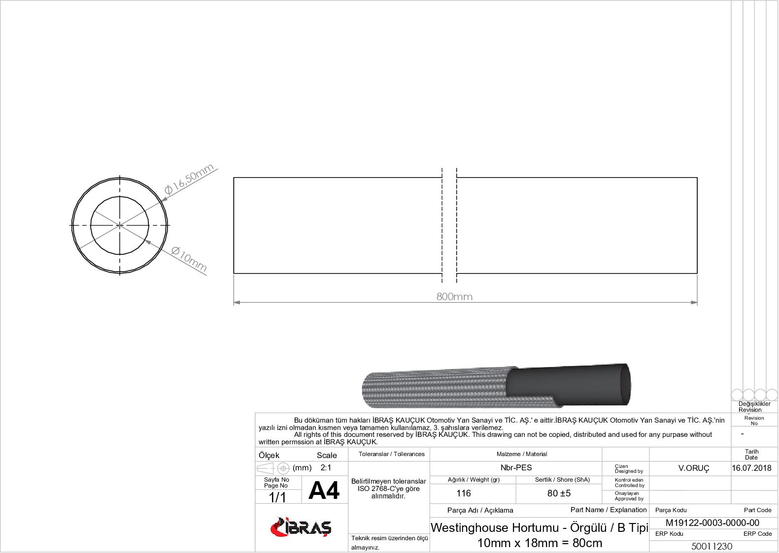 WESTINGHOUSE HORTUMU 
B / TİPİ
10mm x 18mm = 80cm RENAULT 9