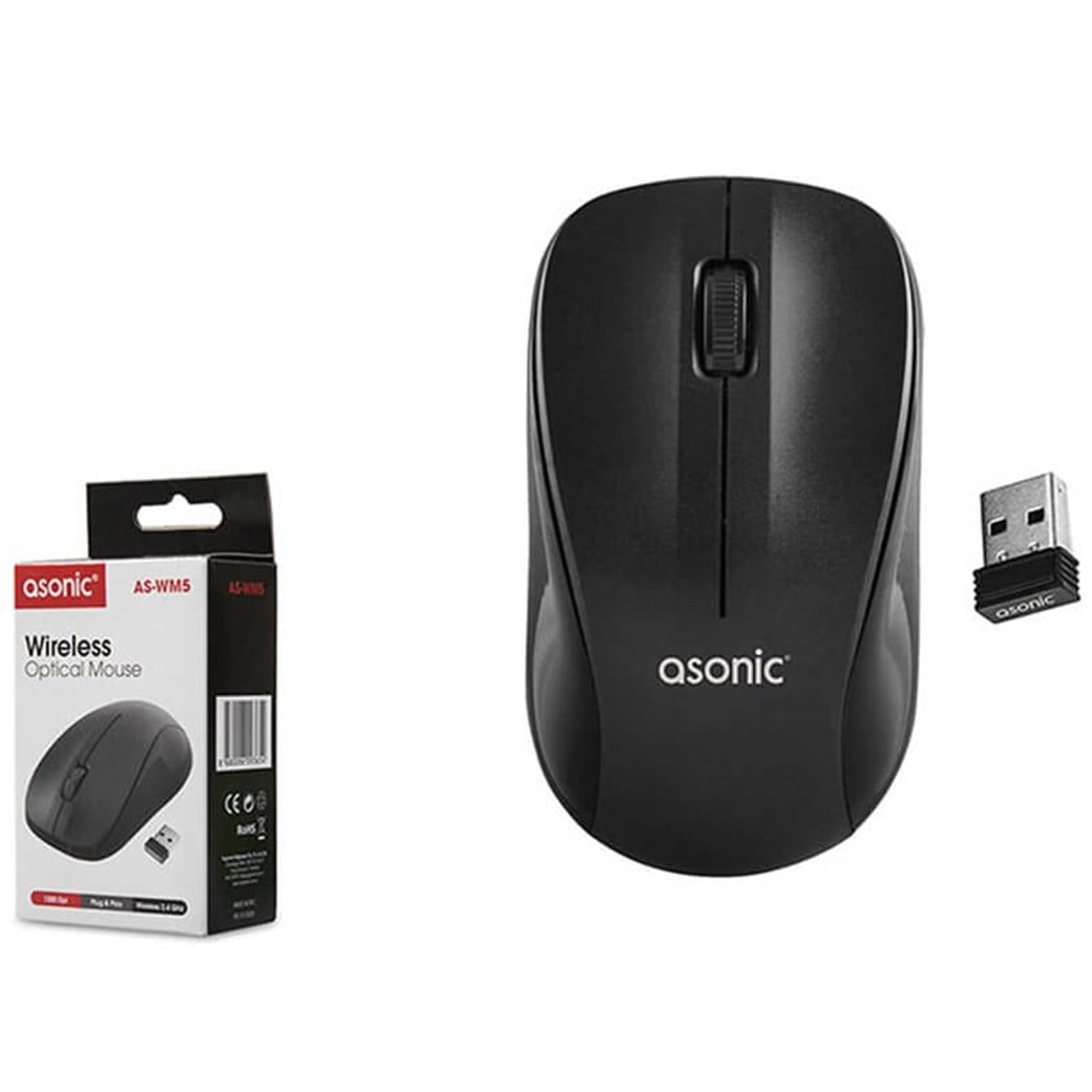 Asonic AS-WM5 Usb Siyah Optik Kablosuz Mouse