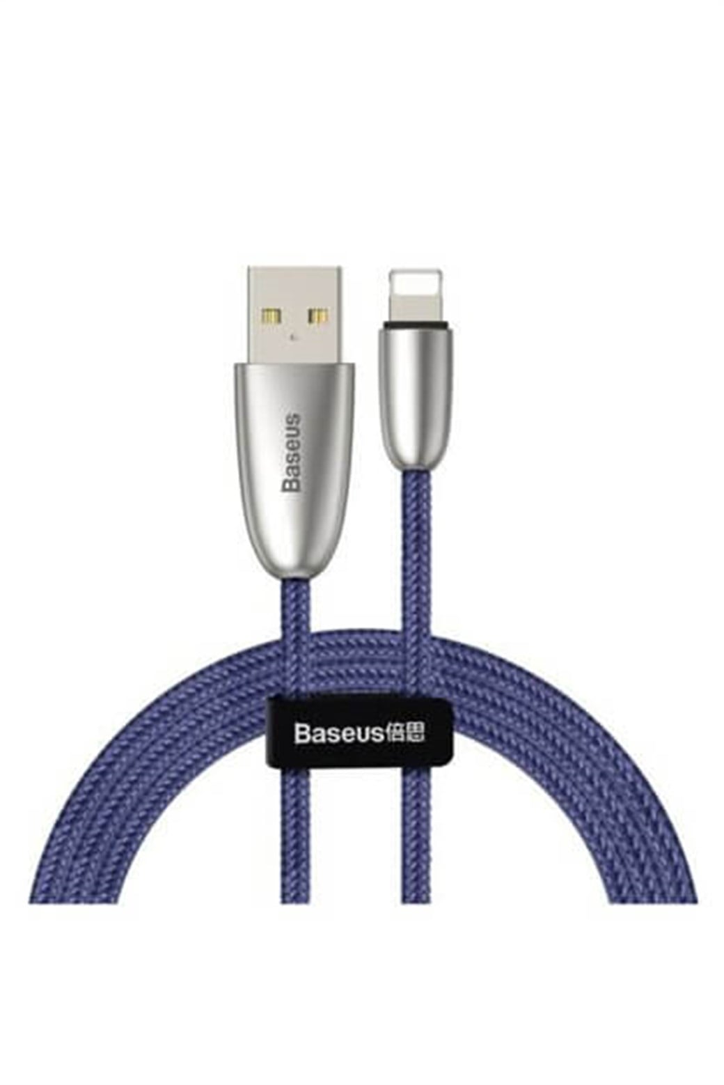 BASEUS CALHJ-C15 IPHONE ÇİNKO HALAT LED IŞIKLI USB ŞARJ KABLOSU MAVİ