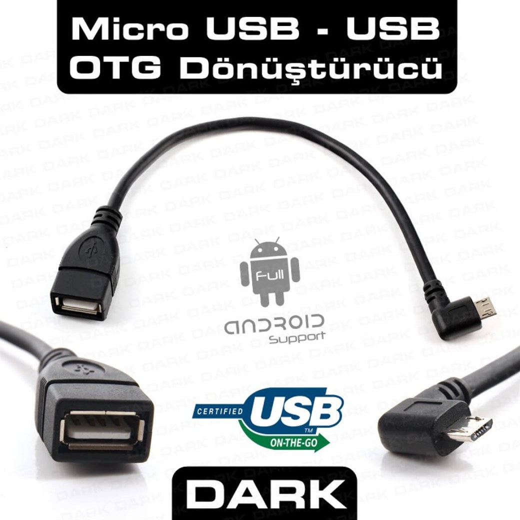 Dark Micro USB 2.0 Tablet ve Akıllı Telefon İçin USB Giriş Dönüştürücü OTG Kablo