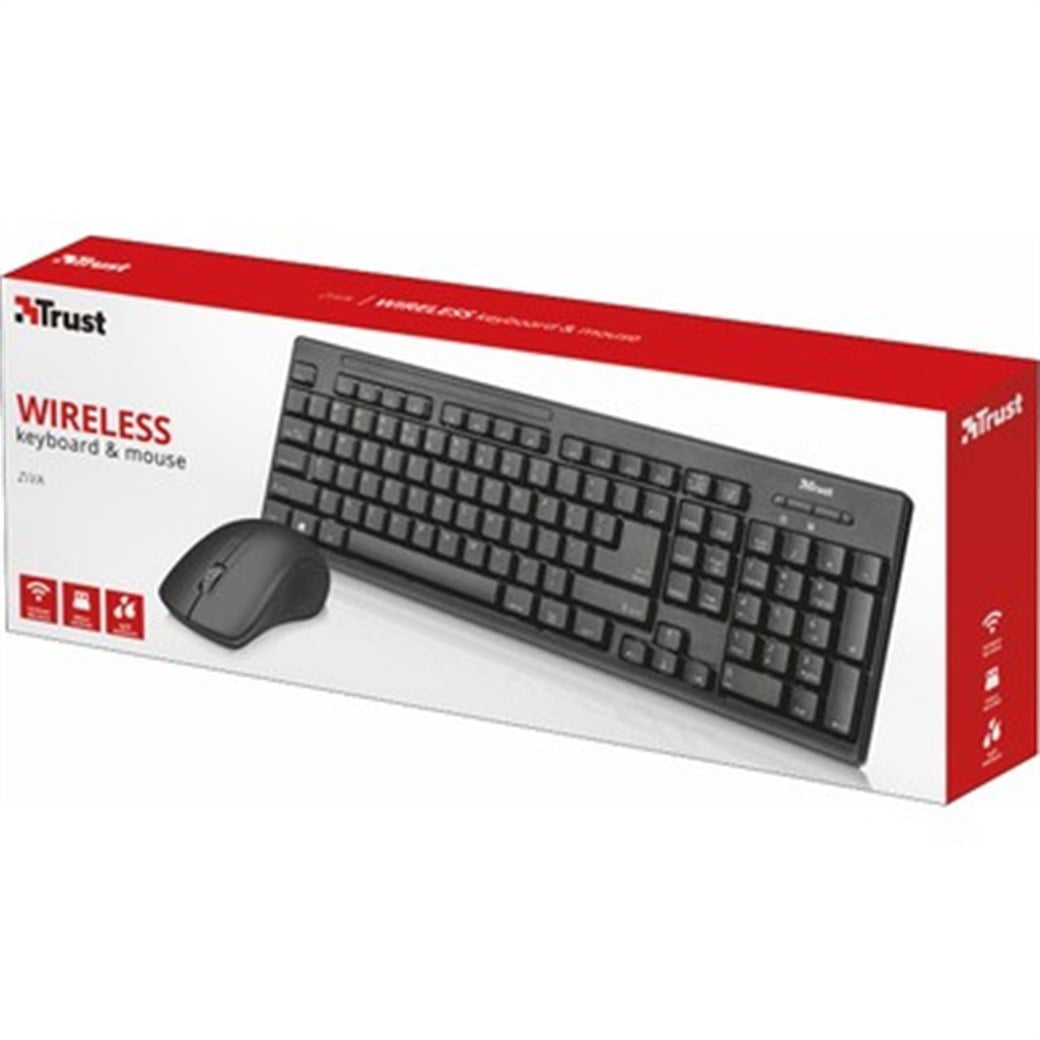 TRUST 22118 ZİVA KABLOSUZ KLAVYE MOUSE SET SİYAH