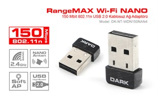 Dark RangeMax Nano 150mbit 802.11N Kablosuz Ağ Adaptörü