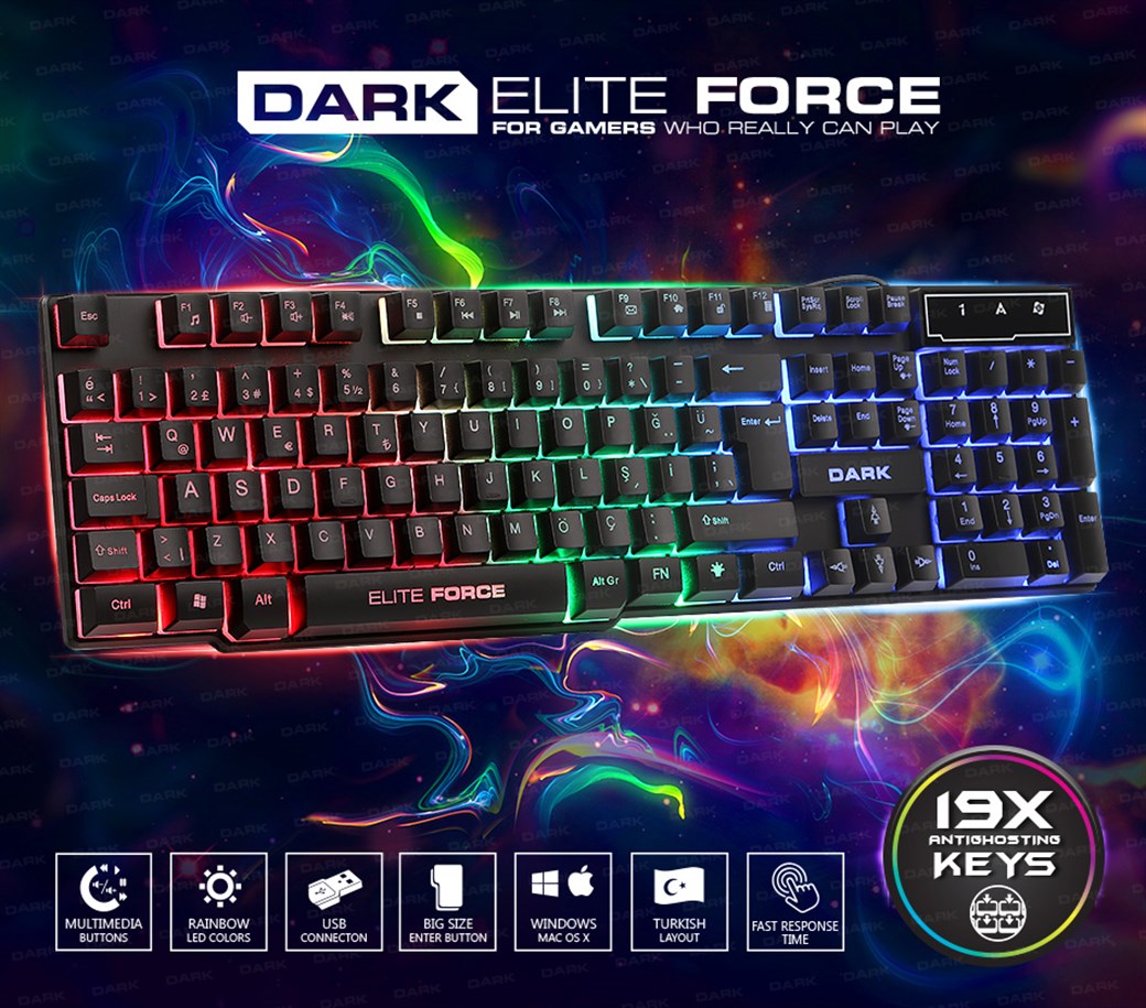 DARK GK1000 GAMING KLAYVE RENKLİ