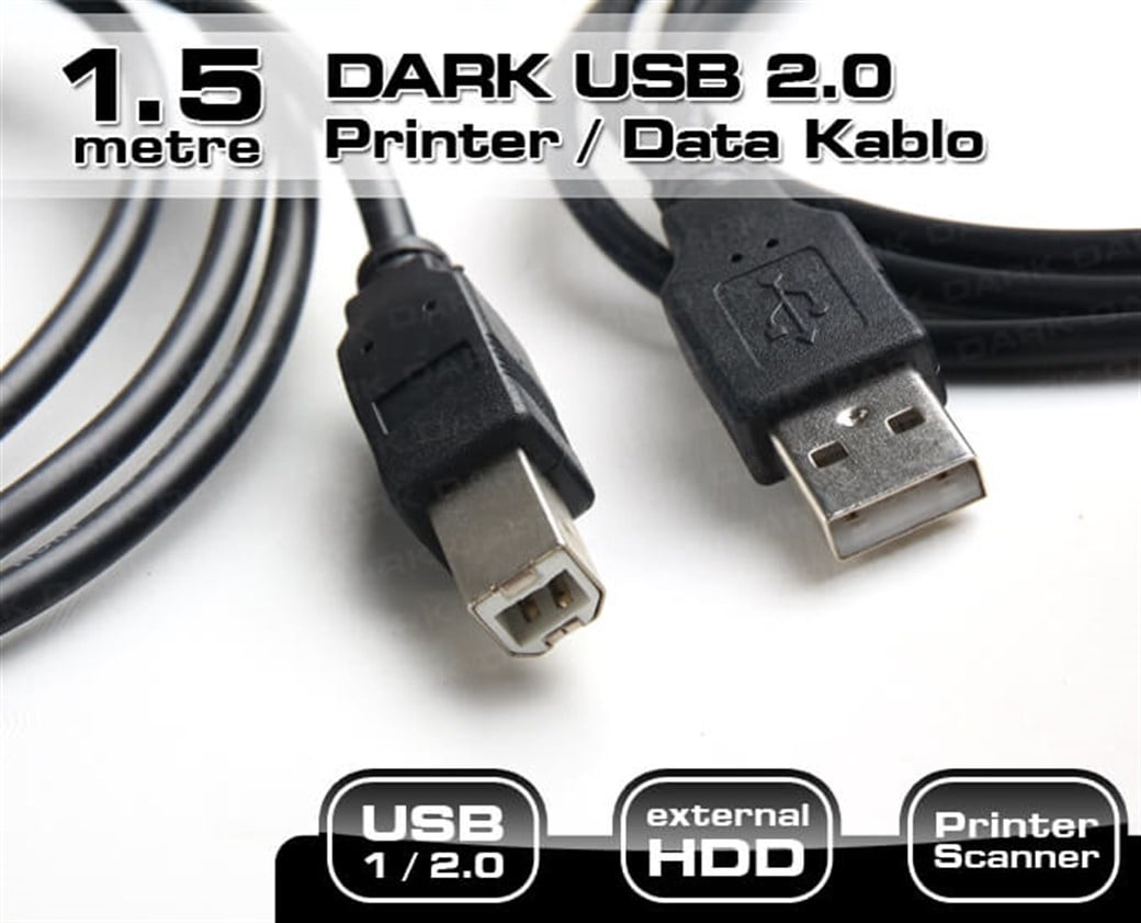 DARK UPR-015 1.5M USB YAZICI KABLO SİYAH