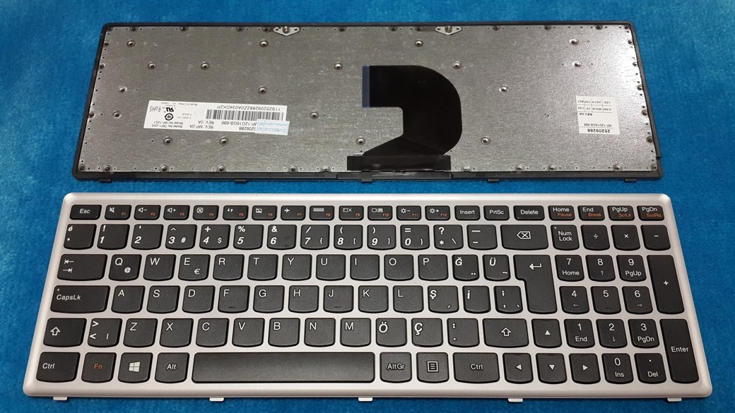 LENOVO Z500 NOTEBOOK KLAVYE GRİ TR-Q (LEDSİZ)