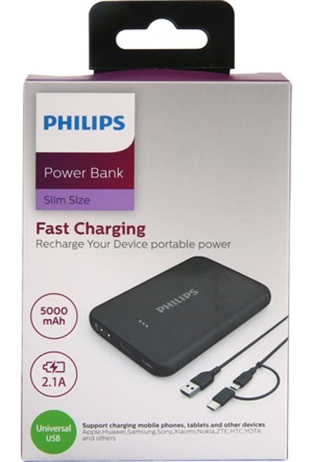 Philips Dlp1505ab/51-Siyah Slim 5000mah Mah 2.1A POWERBANK