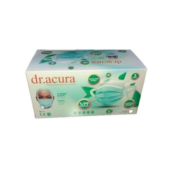 HijyenDR. ACURA 3 KATLI TEK KULLANIMLIK MASKE BEYAZ 50Lİ