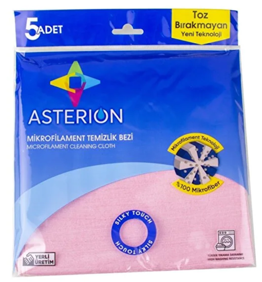 TEMİZLİK BEZİASTERION MİKROFİLAMENT BEZ KIRMIZI 40*40 5Lİ