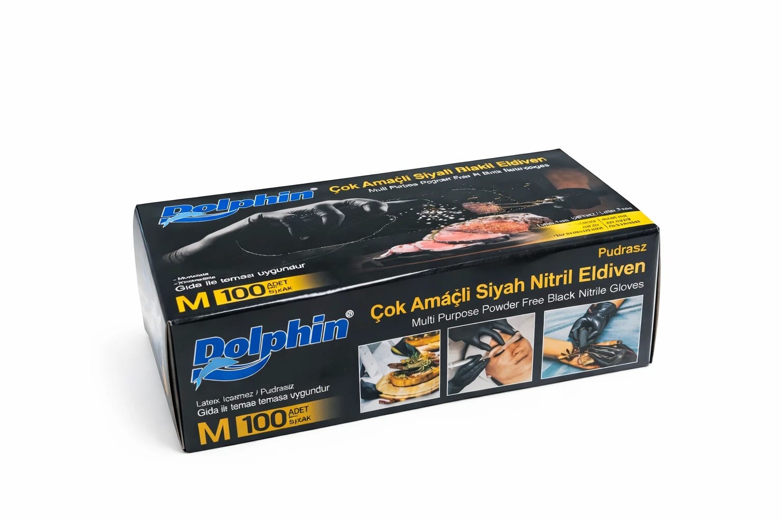 Hijyen Koruyucu ÜrünlerDOLPHIN ÇOK AMAÇLI NİTRİL ELDİVEN PUDRASIZ SİYAH (MEDIUM)