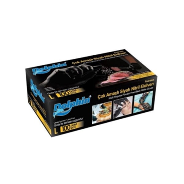 MULTI-PURPOSE NITRILE GLOVES POWDER-FREE BLACK (MEDIUM)