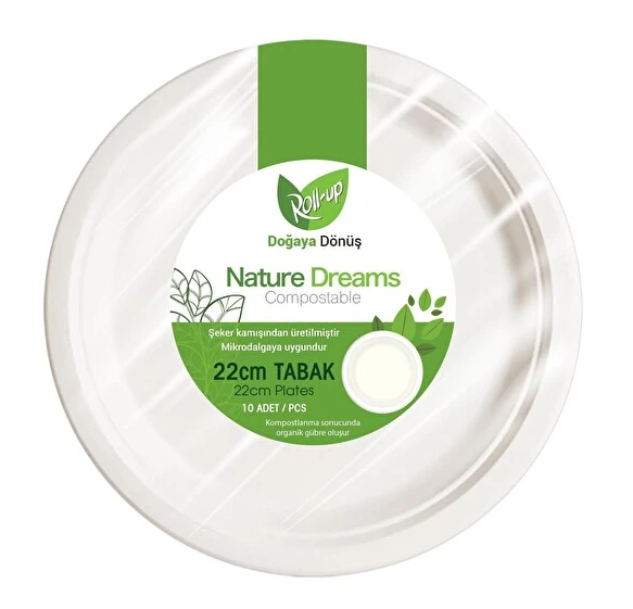 PLASTİK GIDA KAPLARIROLL UP NATURE DREAMS TABAK 22CM 10LU