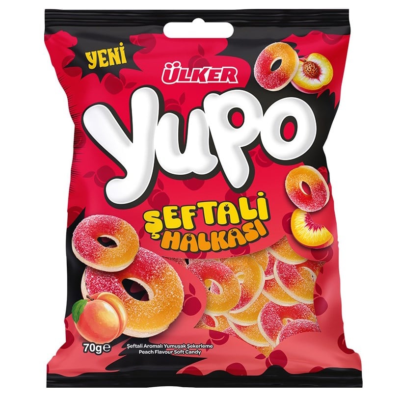 ÜLKER YUPO 70 GR SEFTALI HALKASI  1*24