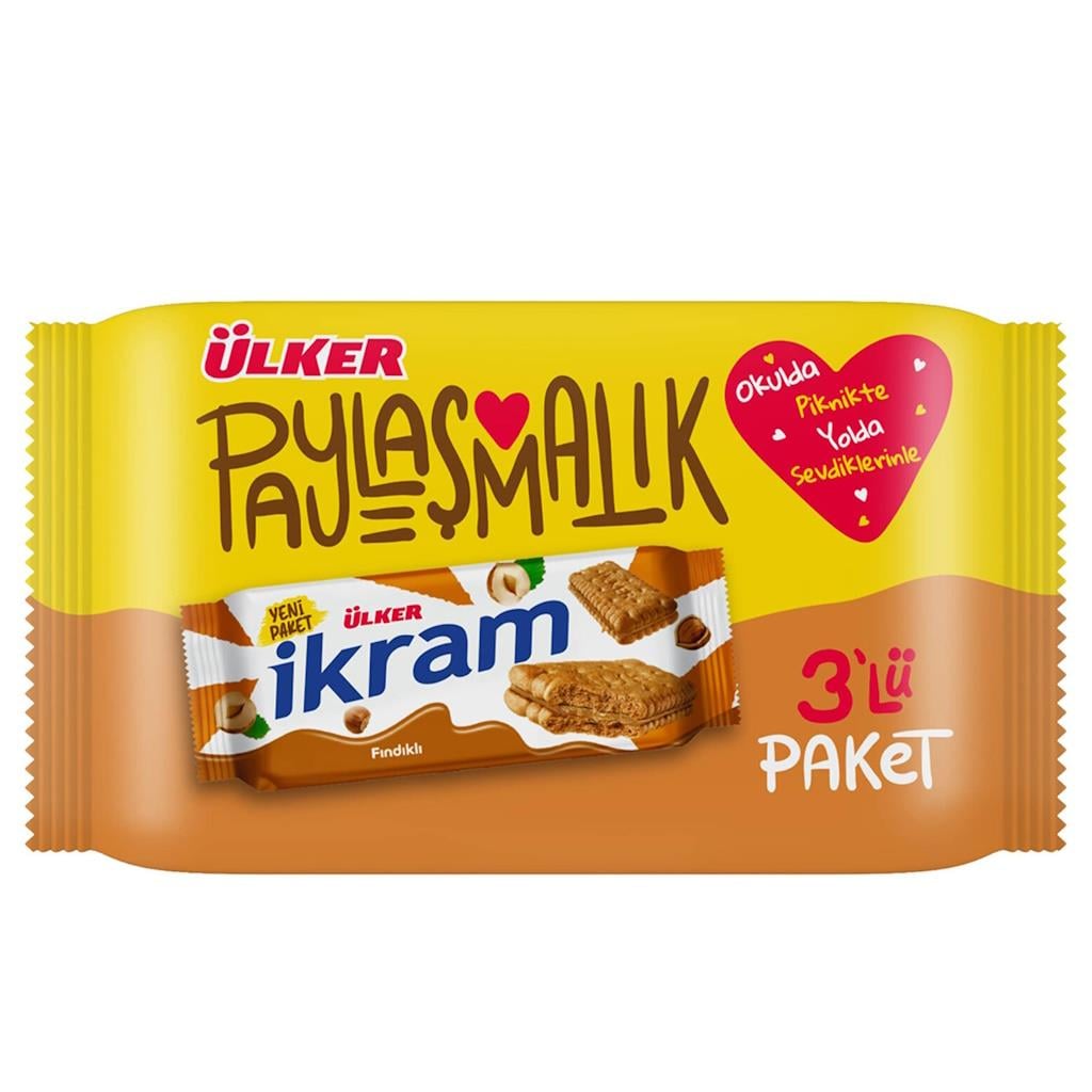 Ülker ikram 3lü Paket Fındıklı Kremalı Sandviç Bisküvi