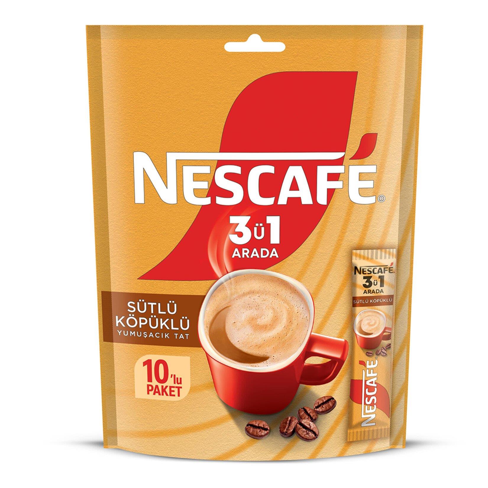 Nescafe 3'ü 1 Arada Sütlü Köpüklü 10'lu Ekonomik Paket