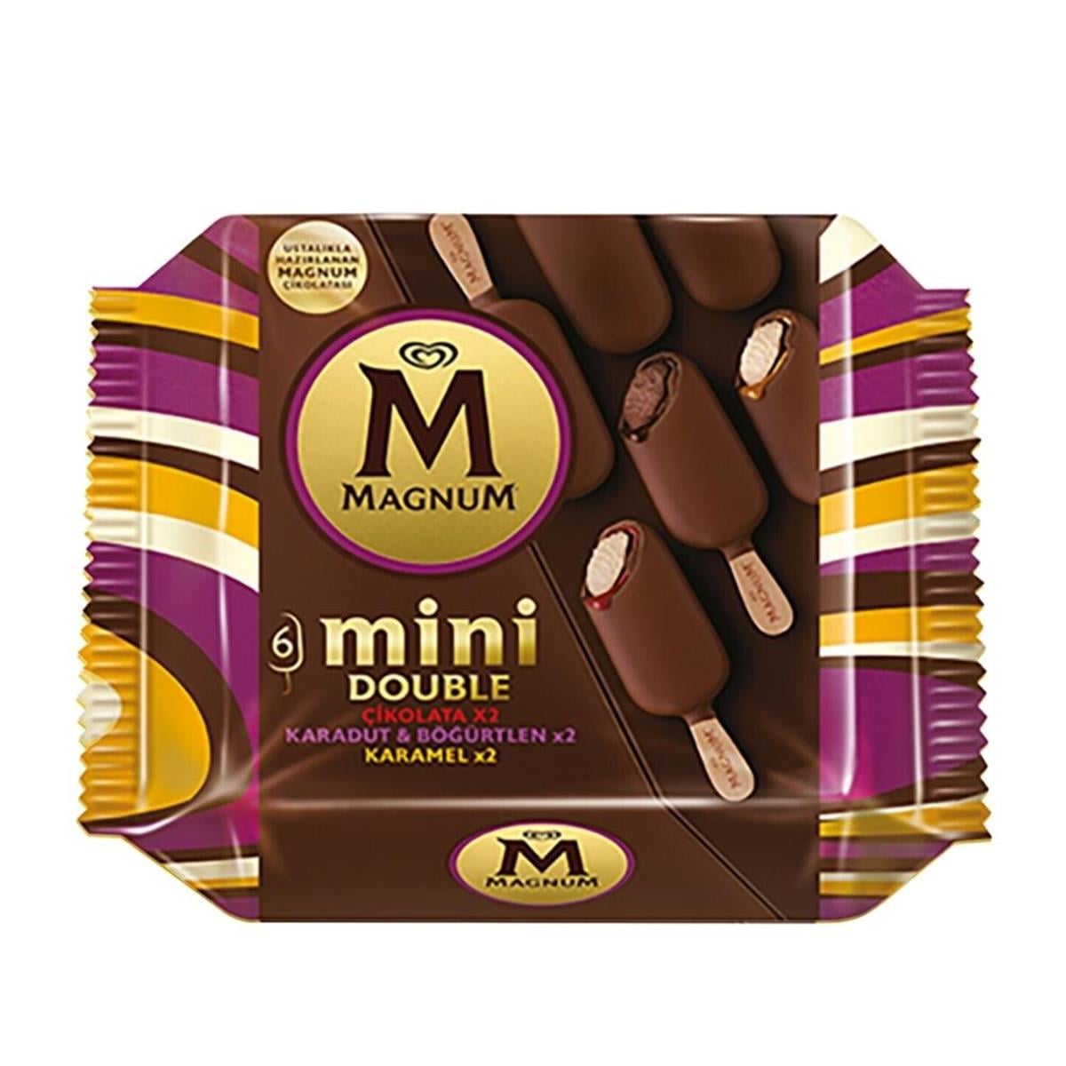 Algida Magnum Mini Double Dondurma 360ml Çikolata Karadut Karamel Böğürtlen