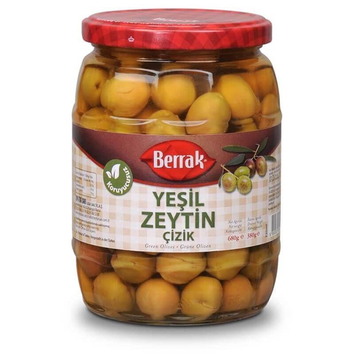 BERRAK YESIL CIZIK ZEYTIN 720 ML CAM