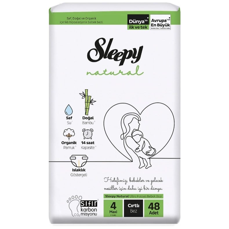 Sleepy Natural Cırtlı Bez 4 Numara 48 Adet