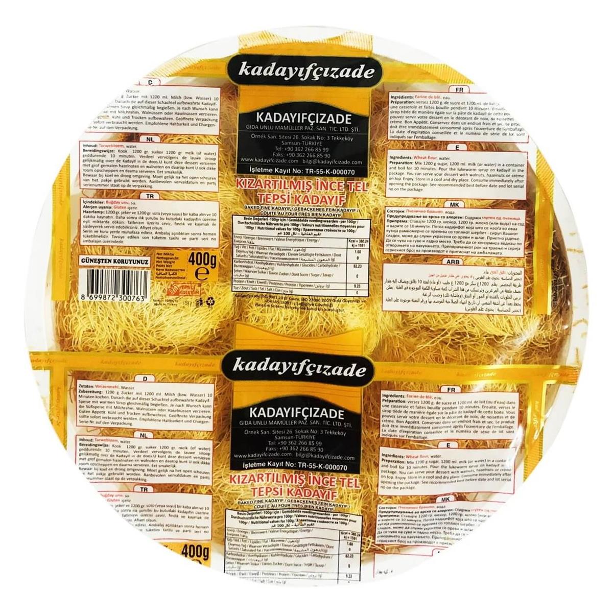 KADAYIFÇIZADE 400 GR TEPSI KADAYIF