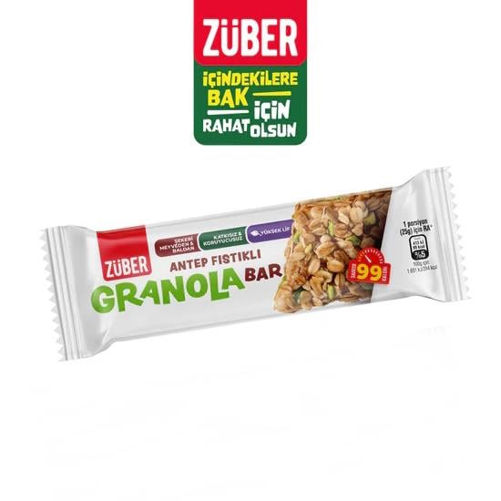ZUBER GRANOLA BAR ANTEP FISTIKLI 25 GR*15