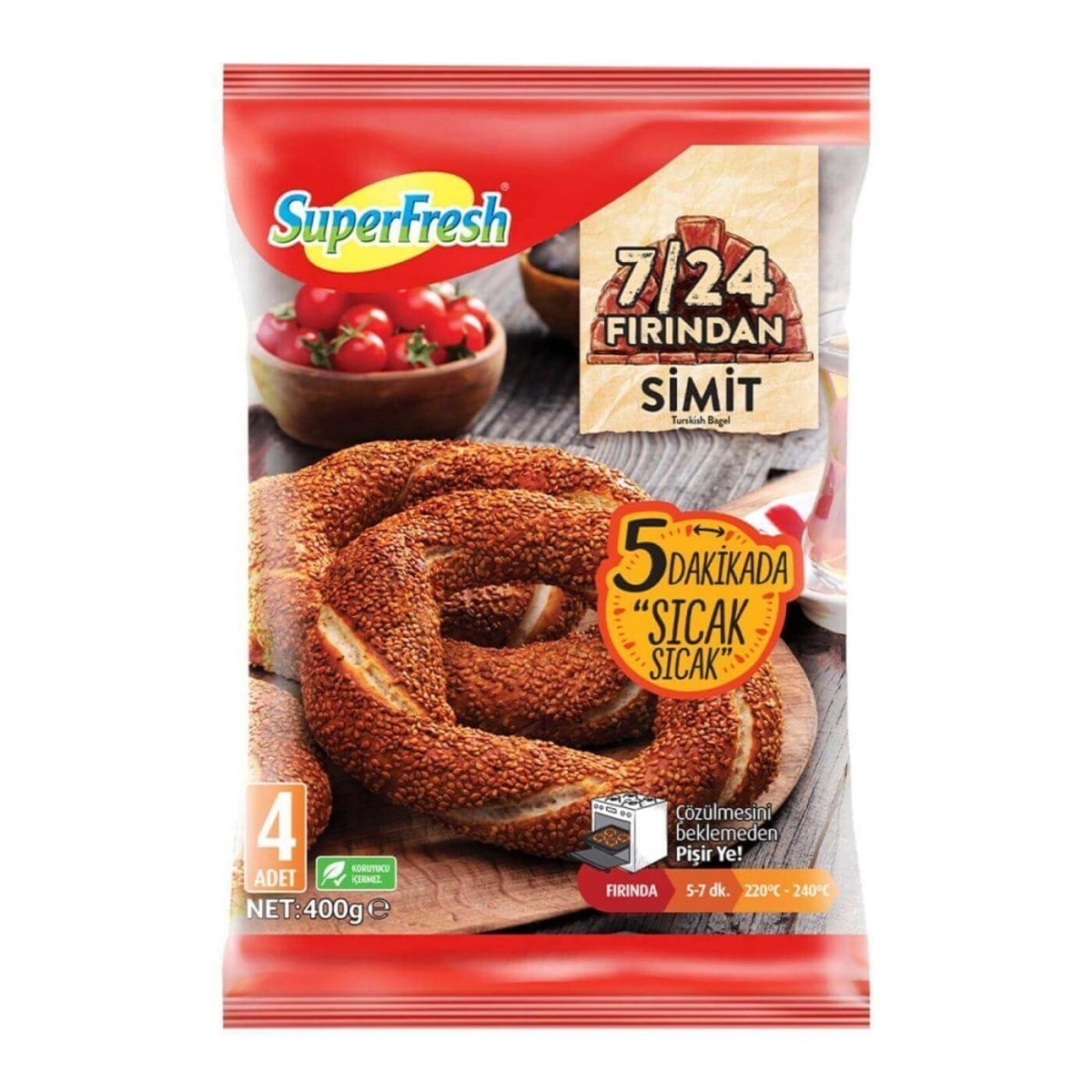SÜPERFRESH 7/24 FIRINDA SIMIT 4 LÜ 400 GR*10
