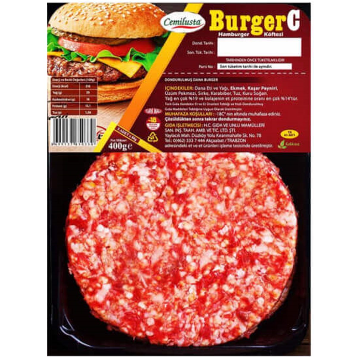 CEMILUSTA 400 GR DOND.HAMBURGER KÖFTE 5 LI
