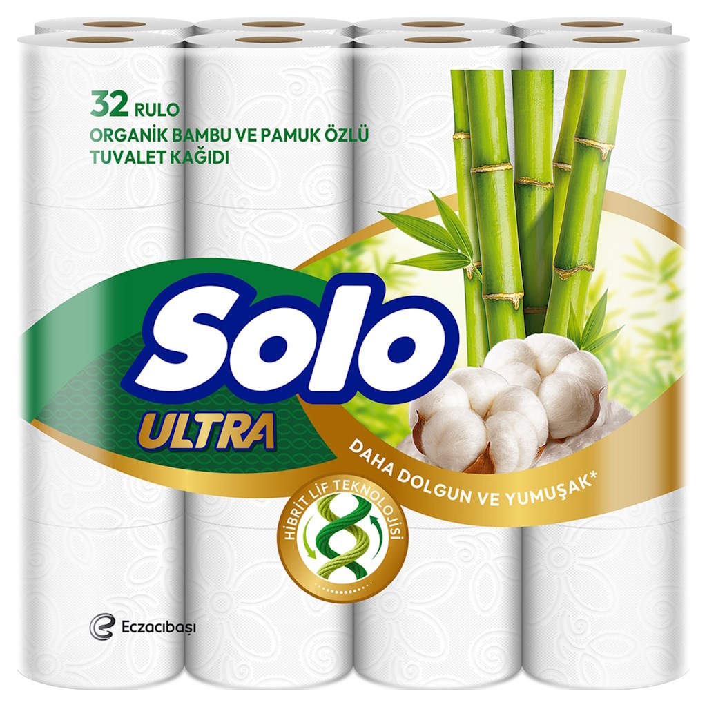 Solo Ultra Tuvalet Kağıdı 32 Rulo Organik Bambu ve Pamuk Özlü