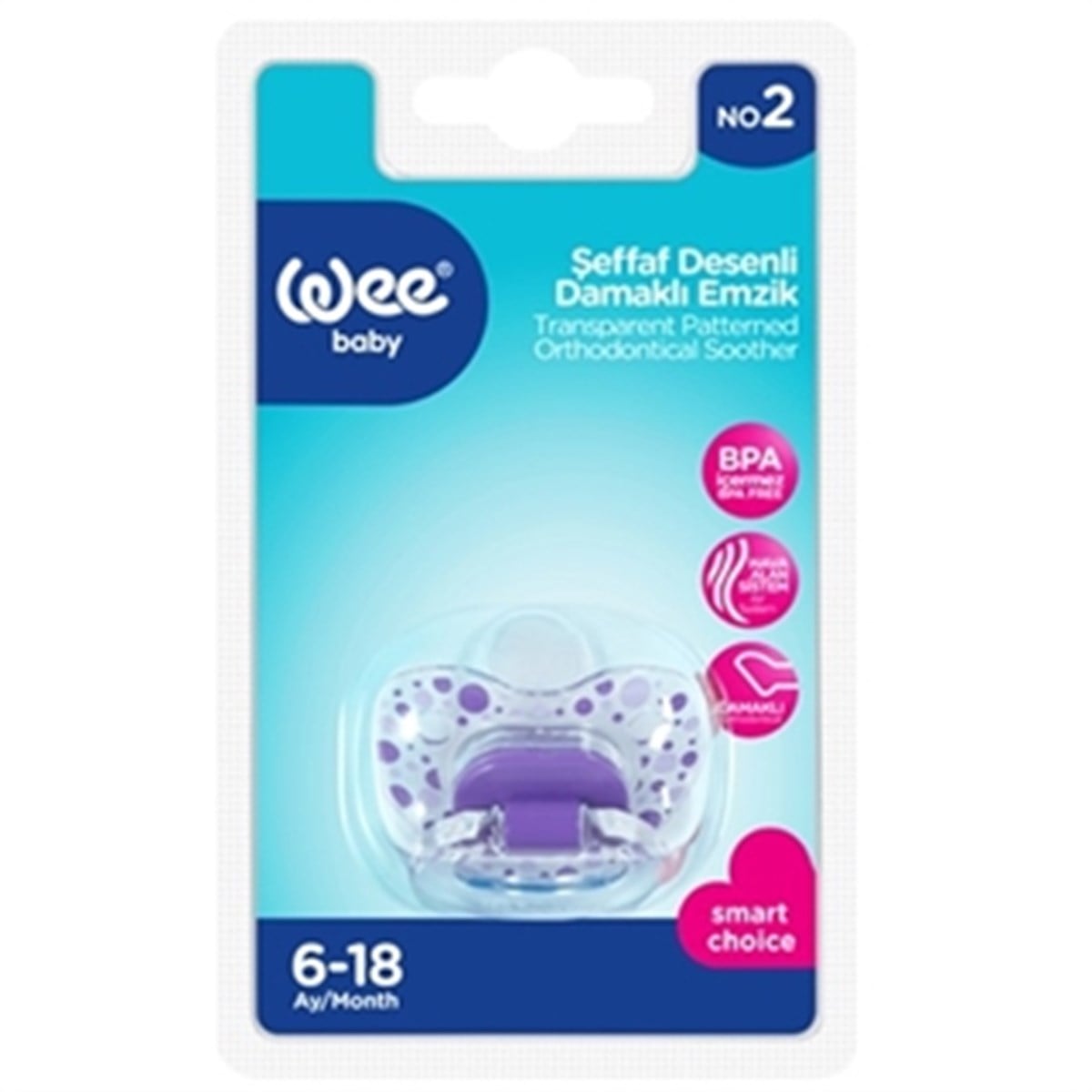 WEE SİLİKON ŞEFFAF DESENLİ EMZİK NO:2 DAMAKLI