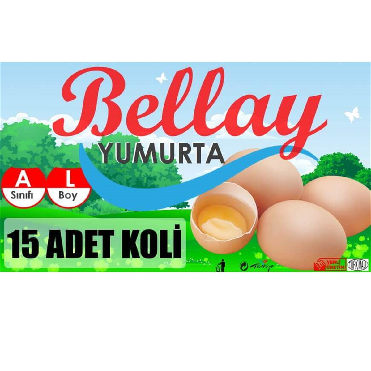 Bellay Yumurta 15 Adet Koli L Boy Sarı