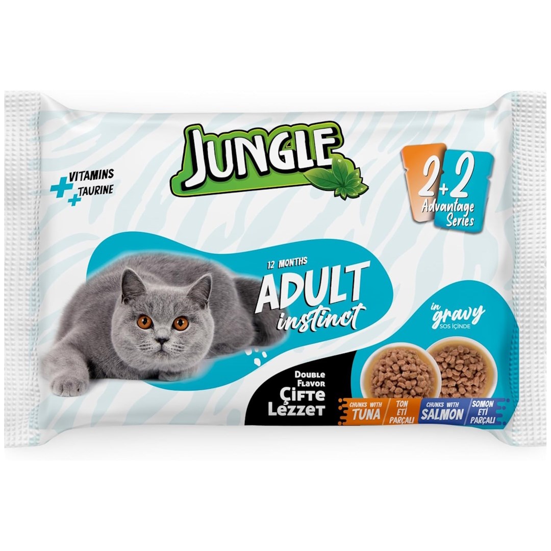 JUNGLE YETİŞKİN KEDİ ÇİFT LEZ. TON SOMON 4*100 GR