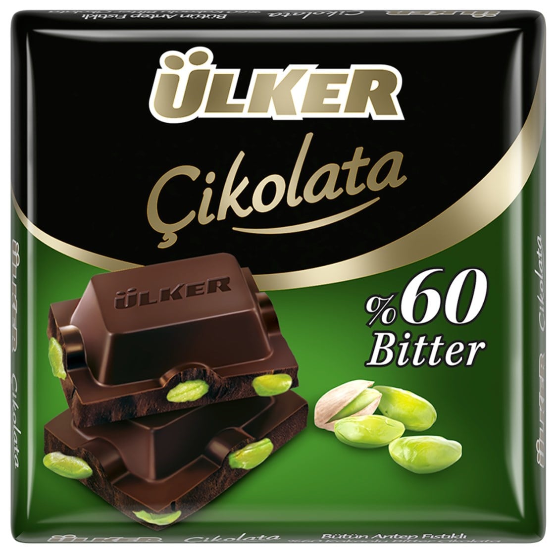 ÜLKER KARE CIKOLATA 65 GR ANT.FISTIK BITTER KL:6*6