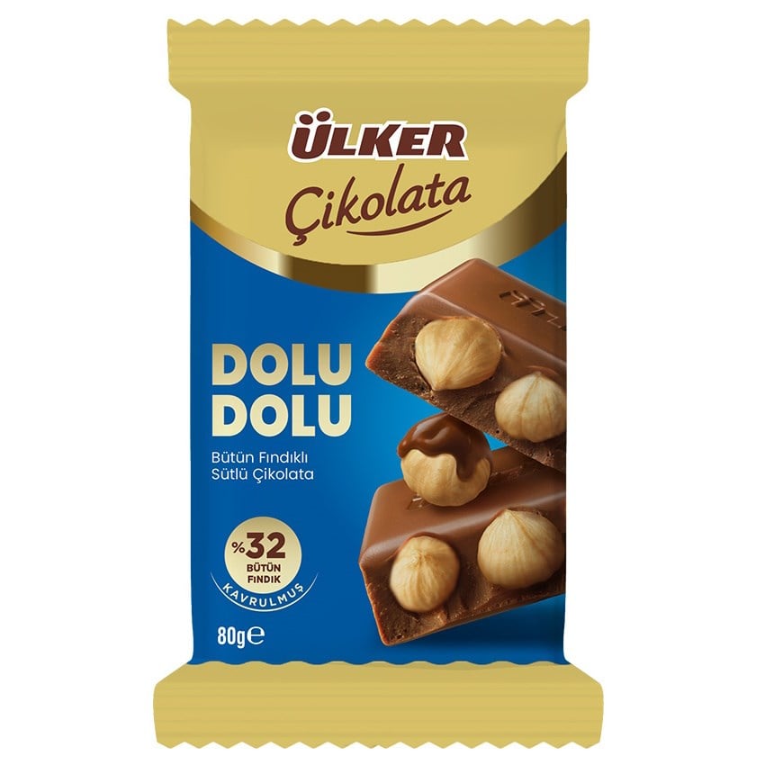 ÜLKER ÇIKOLATA DOLU DOLU %32 FINDIKLI 80 GR 1*36