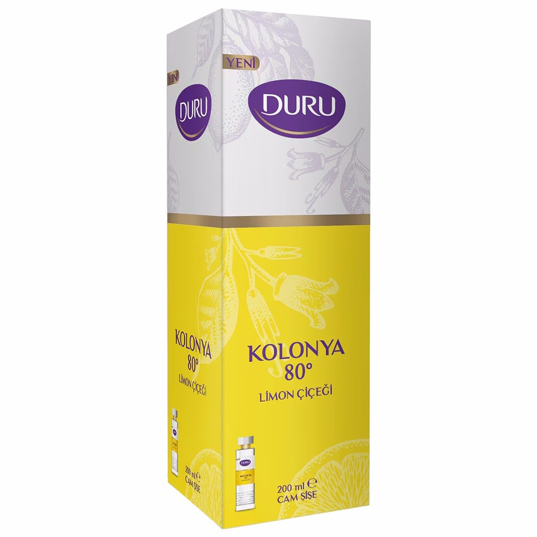 DURU LİMON KOLONYA 200 ML CAM ŞİŞE *12