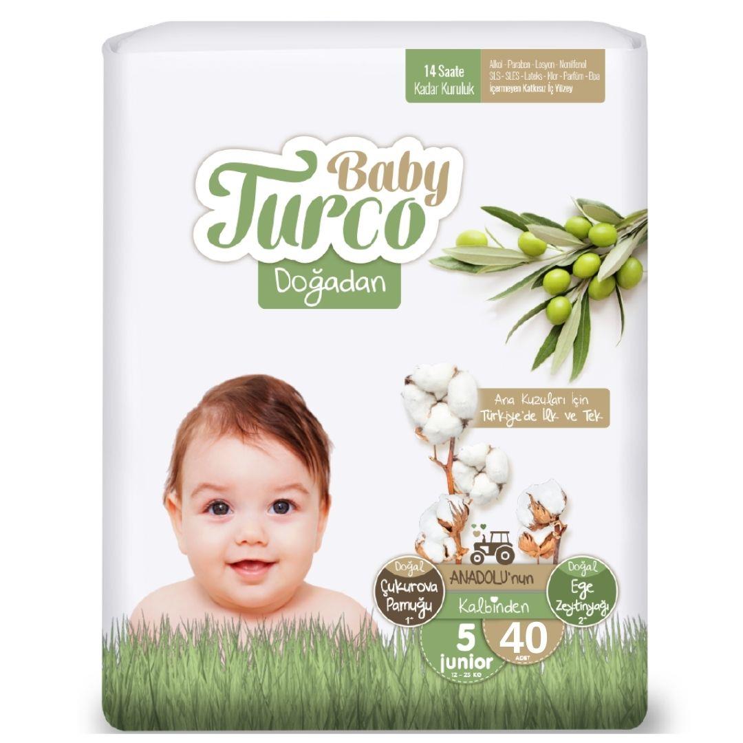Baby Turco Doğadan 5 Numara 40 Adet Bebek Bezi 