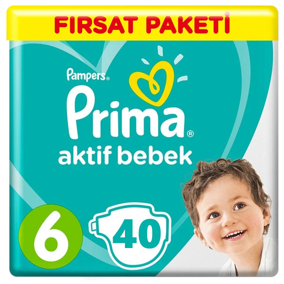 Prima Aktif Bebek Bezi 6 Beden 40 Adet Fırsat Paketi