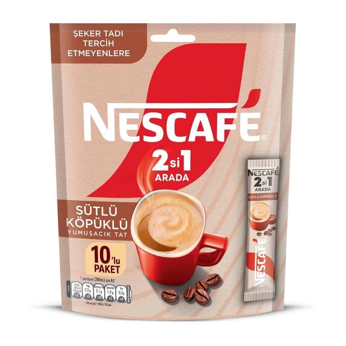 Nescafe 2'si 1 Arada Sütlü Köpüklü 10'lu Ekonomik Paket