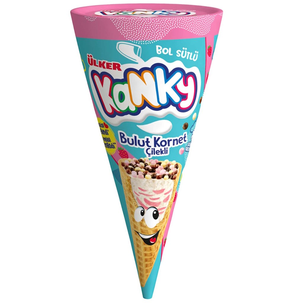 Ülker Kanky Bol Sütlü Mini Kornet Çilekli 26g